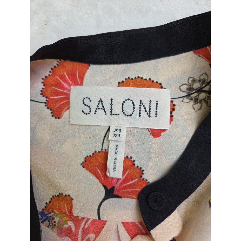 Saloni Bobbi Blouse Silk Floral Paisley Ivory sz‎ US 4 UK 8 - Picture 5 of 10
